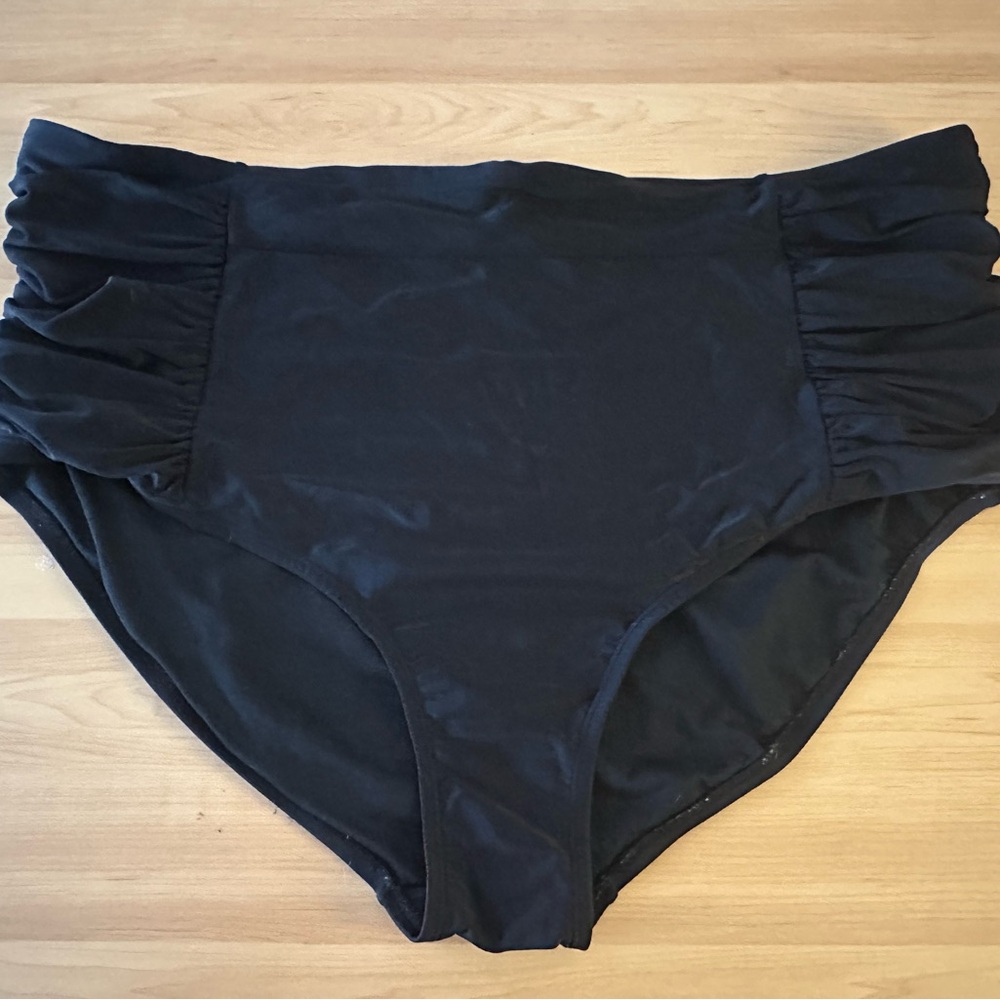 Kona Sol Black High-Waisted Bikini Bottoms